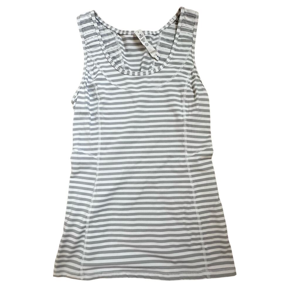 Lululemon|Run Stay on‎ Course Tank|Grey/White Stripe|SZ 6